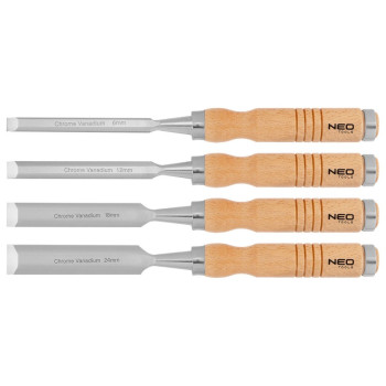 Dalti 6, 12, 18, 24 mm, set 4 buc, manere de lemn