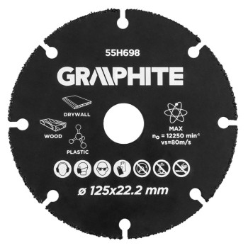Disc de taiere din carbura de tungsten pentru lemn si plastic 125 x 22,2 mm