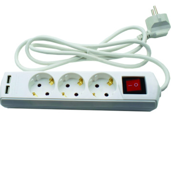 PREL.5xSHUK+2xUSB+INTR+PROT.COPII 3x1.0mm.3.0m (Incl.Taxa V.=0.60 lei)